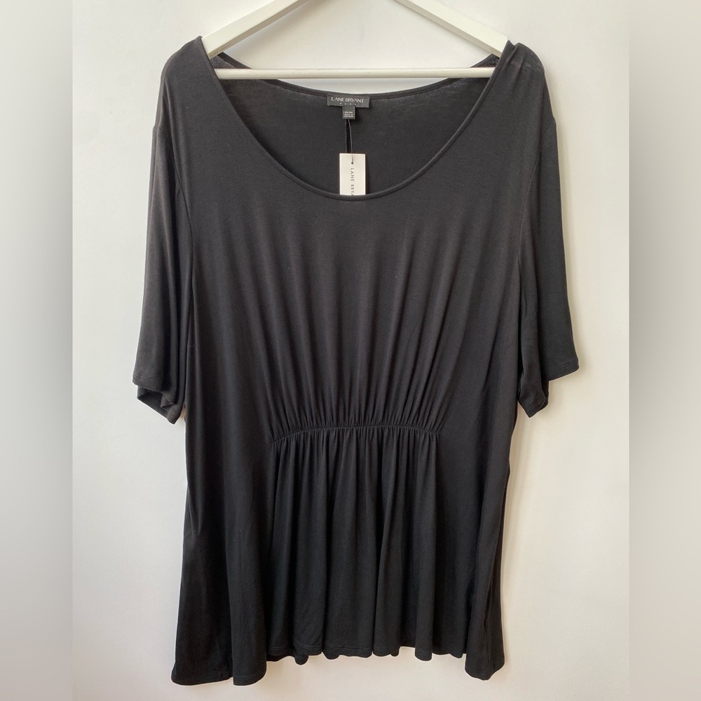LANE BRYANT SHORT SLEEVE SCOOP NECK KNIT TOP - BLACK - PLUS SIZE 22/24